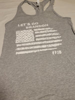 Let's Go Brandon FJB Flag Ladies Tank Tops Racerback - Grey