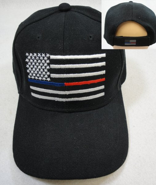 Thin Blue/Red Line USA Baseball Hat