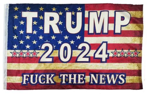 Trump 2024 Fuck The News 3'X5' Flag Rough Tex® 100D Fake News