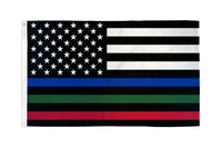 Thin Blue/Green/Red Line USA Flag 3x5ft Poly